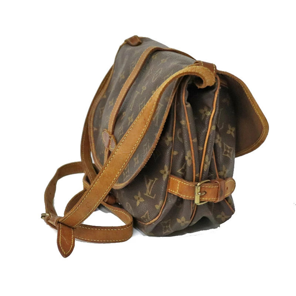 Louis Vuitton Bag Brown Shoulder Monogram Canvas Saumur